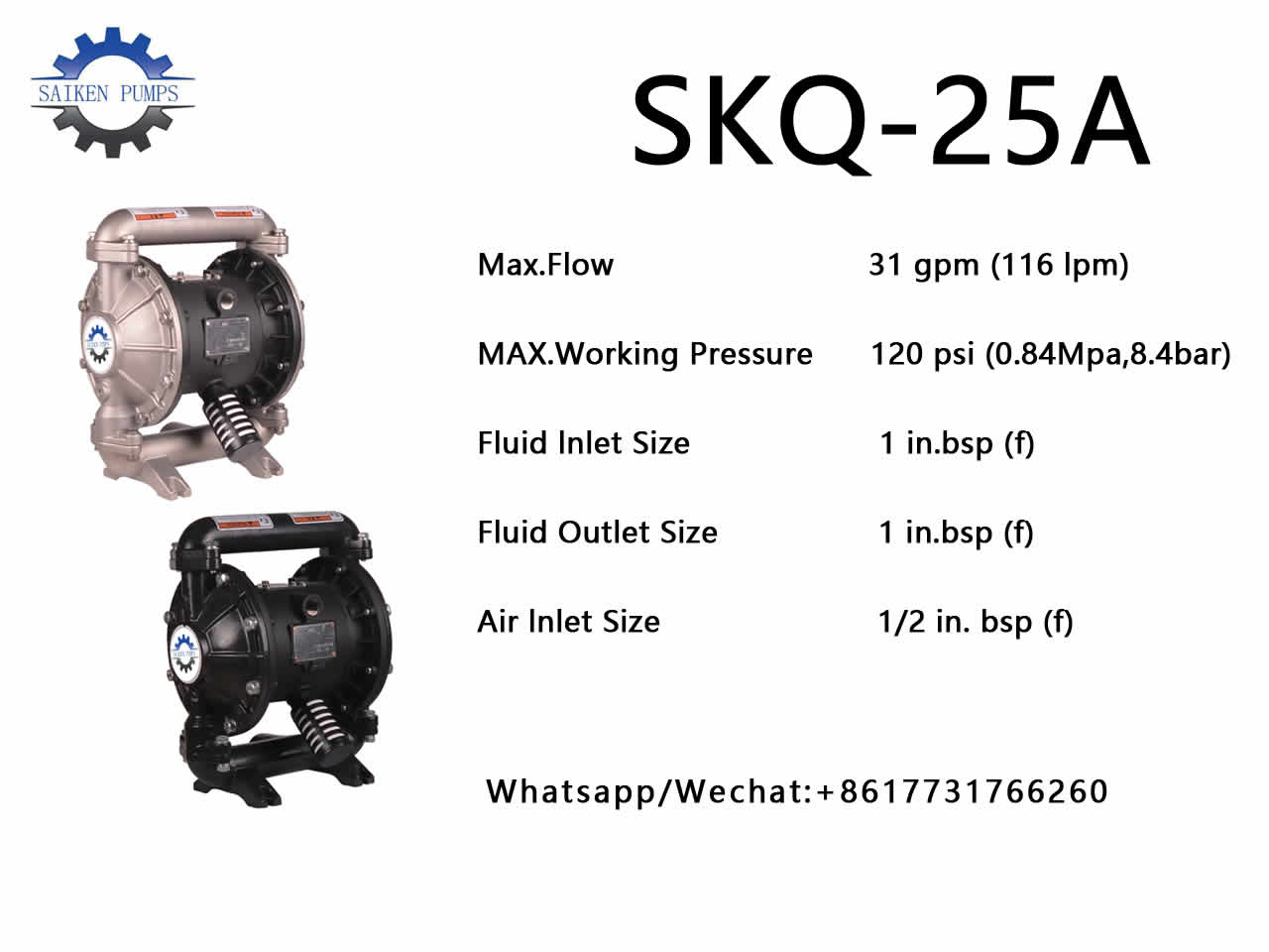 Pneumatic diaphragm pump suction medium range